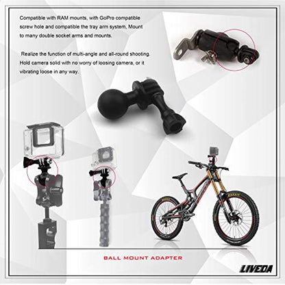 Ball Mount Adapter Compatible Gopro Hero Series/AKASO/SJCAM/DJI/OSMO/Action Camera, Compatible with RAM Ball Head Mounts, Rotating Ball Head Mount with Metal Screws