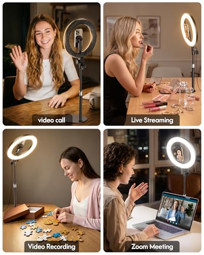 Upgrade 10.5" Ring Light for Desk with Magnetic Phone Holder, 30 Light Modes, Adjustable Zoom Lighting for Computer, Desk Light for Video Calls, Circle Light for Video Recording, Conference, Streaming