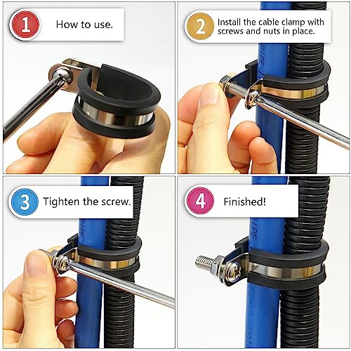 20 PCS 3/8 Inch Cable Clamps, 304 Stainless Steel Cable Clamps, Insulated Clamp, Hose Clamp, Pipe Clamp, Sturdy Clamp, and Wire Clamp by RTHIEAI - size: 3/8 Inch, style: 20 pcs
