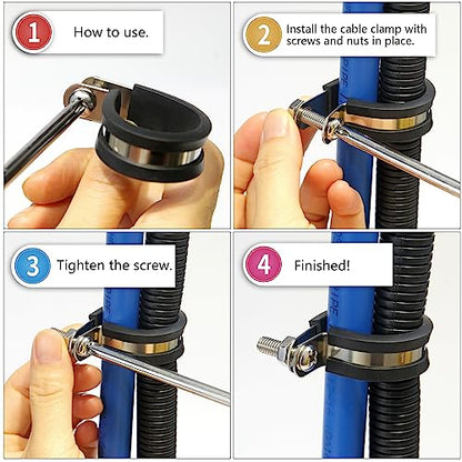 RTHIEAI 20 PCS 1/2 Inch Stainless Steel Cable Clamps - Insulated, Hose & Pipe Clamps - size: 1/2 Inch, style: 20 pcs