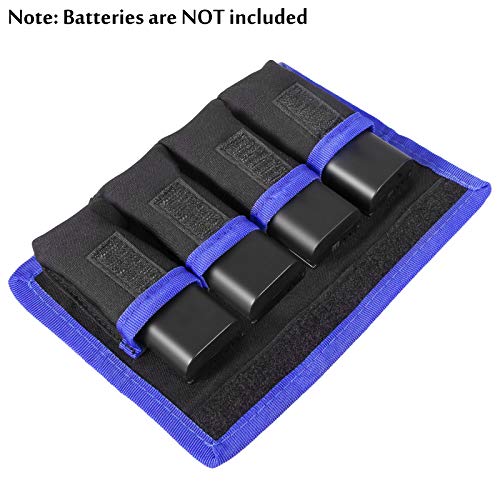 Meking DSLR Camera Battery Holder/Pouch/Case/Bag (4 Pocket) for AA Battery, Canon LP-E6 LP-E8 LP-E10 LP-E12 Battery, Nikon EN-EL14 EN-EL15 Battery, Sony NP-FW50 NP-F550 NP-FM500H Battery( 2Pcs ) - color: Blue 2pcs