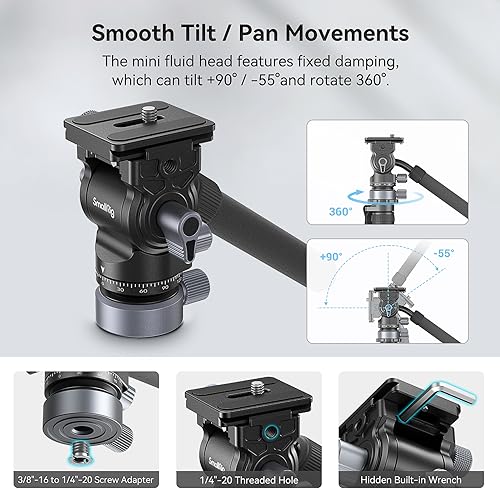 SmallRig CT200 72.8"/200cm Horizontal Overhead Tripod for Camera with Smartphone Holder & Carrying Bag, 33lb Max Load Aluminum Horizontal Camera Tripod for Overhead Shots