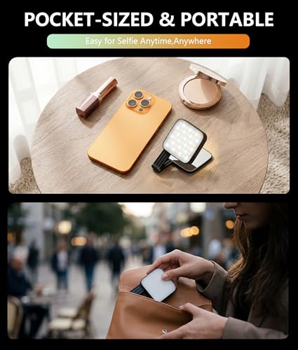 LOUERN Magnetic Dual-Sided Selfie Light Compatible with MagSafe iPhone, 42LEDs per Side, CRI95+ Rechargeable Portable & Foldable Phone Light with Mirror for TikTok, Vlogging, Zoom Calls, Photography - size: Square