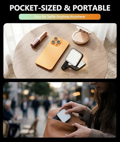 LOUERN Magnetic Dual-Sided Selfie Light Compatible with MagSafe iPhone, 42LEDs per Side, CRI95+ Rechargeable Portable & Foldable Phone Light with Mirror for TikTok, Vlogging, Zoom Calls, Photography - size: Square