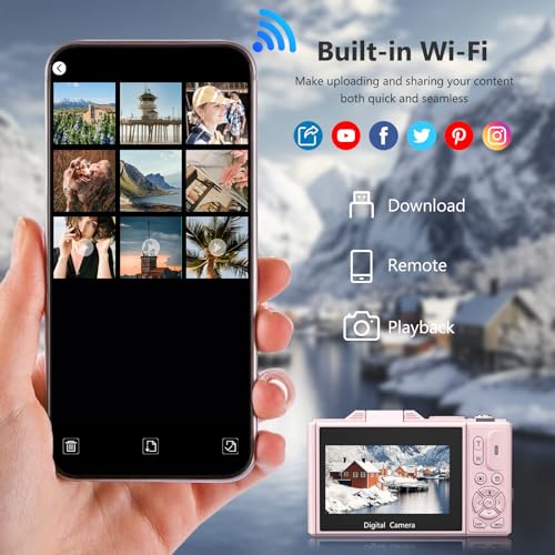 4K Digital Camera for Photography, 64MP Vlogging Camera for YouTube with 3" 180° Flip Screen, 18X Digital Zoom Point and Shoot Camara with 32GB Micro SD Card for Beginner (LP) - color: YL15-W08-C-LP