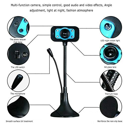 Computer Camera USB HD Webcam 1280 * 1024 USB Driver Free Web Camera with Built-in Noise Reduction Microphone for Laptop Live Broadcast Video (Color : As Show)
