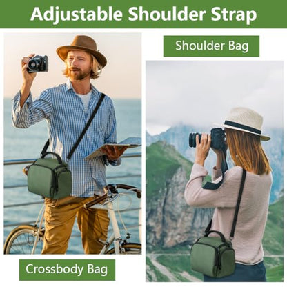Ainiv DSLR Camera Bag, Waterproof Anti-Shock SLR Camera Case, Large Adjustable Shoulder Strap Camera Backpack, Portable Crossbody Single Shoulder Backpacks Compatible with Canon, Sony, Nikon, Green - color: Green