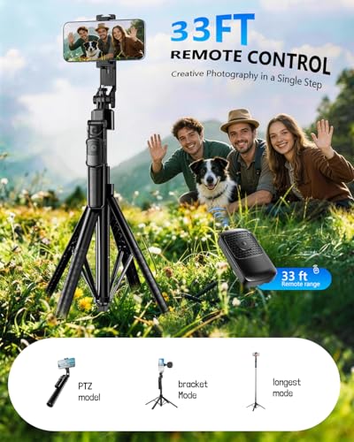UBeesize 69" Auto Tracking Phone Tripod with Remote, Gesture Control, Detachable Ring Light, Aluminum Tripod Stand, 360° Adjustable Head for iPhone, Android, Camera, Video Recording & Live Streaming - size: 69"