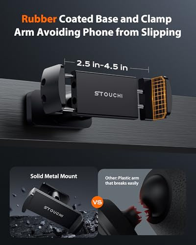 Stouchi Gym Magnetic Phone Holder, 360° Adjustable [N55 Dual Magnet] Phone Mount Gym Accessories for Women/Men, All Metal Portable Workout Essentials Compatible with 4.7-6.5" Smartphones, Black
