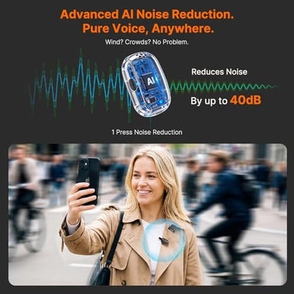 Saramonic Air SE Wireless Lavalier Microphone for for iPhone & Android — Dual Receiver (USB-C + Lightning), AI Noise Cancellation, 48kHz/24bit for YouTube, Podcast, Interview