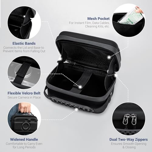 KIWIFOTOS EVA Camera Case for Fuji X100VI Lumix L10 ZV-E10II | Compact Camera Bag for A6700 Leica Sofort 2 PowerShot V1 V10 G7X Mark II - color: EVA Camera Case Black