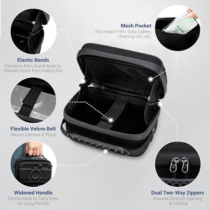 KIWIFOTOS EVA Camera Case for Fuji X100VI Lumix L10 ZV-E10II | Compact Camera Bag for A6700 Leica Sofort 2 PowerShot V1 V10 G7X Mark II - color: EVA Camera Case Black