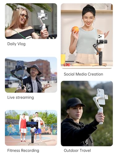 hohem iSteady V3 Gimbal Stabilizer for iPhone, Magnetic AI Tracker,Detached Remote,Built-in Tripod Extension Rod, 3-Axis Phone Gimbal Stabilizer for Smartphone Video Recording Vlog Live tiktok,Black