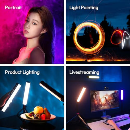 ULANZI B15RGB Magnetic RGB Light Wand - Handheld LED Video Light Stick with Diffuser, 3300mAh 1800-9000K 20 Effect Dimmable Camera Tube Light for Video Recording Studio Photography TikTok YouTube Vlog - size: 1 pcs-Medium