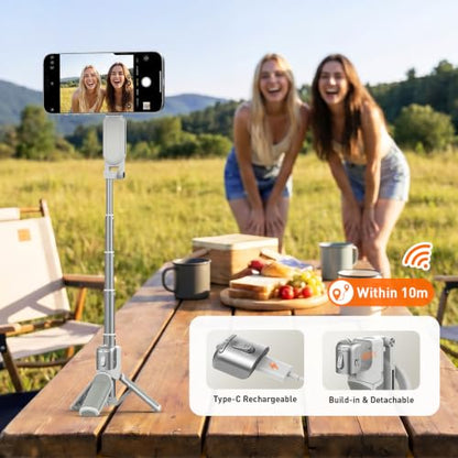 AMAZEAR Phone Camera Grip with Selfie Stick Tripod, Cellphone Accessories with Detachable Wireless Shutter Button for iPhone 16 17 Pro Max, Comfort Ergonomic Smartphone Handle Holder, Black - color: Black