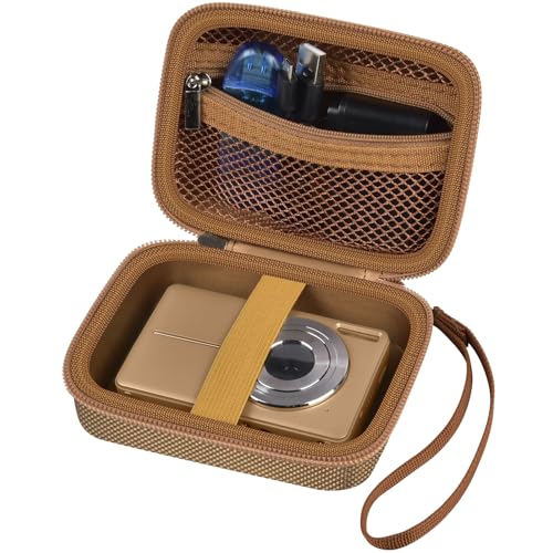 ALKOO Case Compatible with CAMKORY Digital Camera/for VAHOIALD FHD 1080P Digital Point and Shoot/for Kodak PIXPRO FZ55/ FZ45 16MP Vlogging/for IWEUKJLO, Holder for SD Card More- Dark Brown (Box Only) - color: Dark Brown