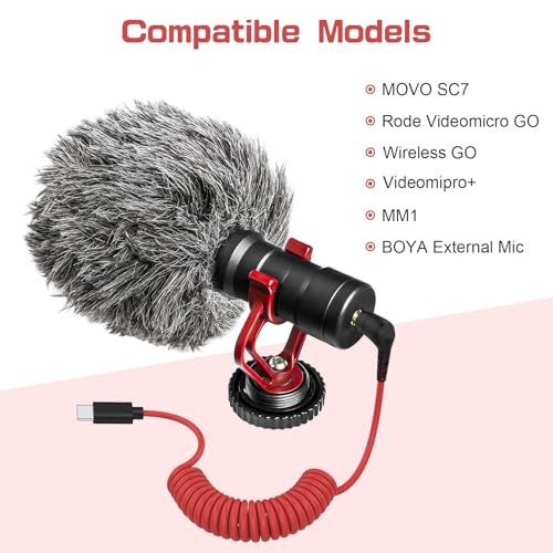 2-Pack Microphone Adapter Cable Set – USB-C to 3.5mm TRS for iPhone 15/16, Samsung, Pixel & Android, 3.5mm TRS Patch Cable for Camera Mic Input for Rode, Movo, Deity, Comica, Wireless GO II
