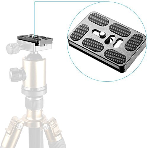 Neewer 2 Pieces Metal PU-60 60 Millimeter Universal Quick Shoe Plate with 1/4 inch Screw, for Camera Tripod Ball Head(Black) - style: NW-QB60