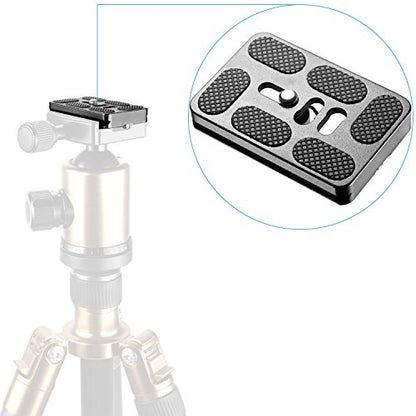 Neewer 2 Pieces Metal PU-60 60 Millimeter Universal Quick Shoe Plate with 1/4 inch Screw, for Camera Tripod Ball Head(Black) - style: NW-QB60