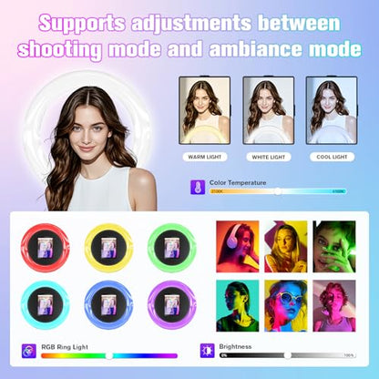 MWE Lightweight Portable Photo Booth Stand Compatible with iPad Photo Booth 10.2in/10.9in/11in/12.9in with Software APP and Remote Control, RGB Ring Lights Music Sync (Clothbooth,Honeycomb Box) - size: Large Light Box-Honeycomb Box