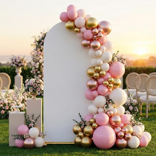 White Arch Backdrop Cover, 7.2x4ft Spandex Balloon Arch Cover for Backdrop Stand, Thick Wrinkle-Free Double-Sided Fabric Stretchy Background for Baby Shower, Wedding, Birthday, Event Party Decoration - size: 7.2FT