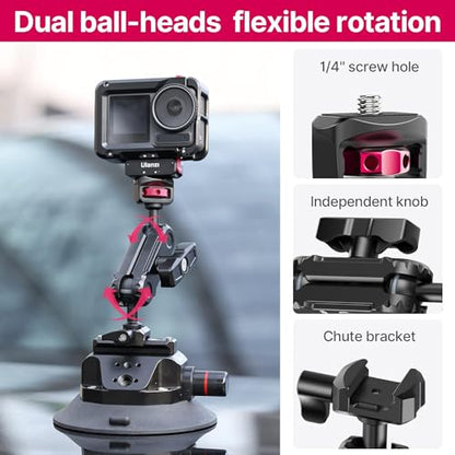 ULANZI SC-02 Suction Mount 4.5'', Magic Arm Bracket for DSLR Cameras Video | Shooting Filming Compatible with DJI OSMO Pocket 3/Pocket 4/Pocket 4 Pro/Luna/Insta 360 x 5/OSMO 360/Sony/Xtra Muse Cameras - size: 4.5" SC-02 Suction Mount