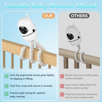 Tripod Baby Monitor Mount for HelloBaby HB6550/ HB6560/ HB65/ HB6351/ HB40/ HB6339/ HB6336, ANMEATE SM935E Monitor, Flexible Baby Camera Stand with 1/4" Screw – Portable, No Drilling - style: for HelloBaby-Tripod