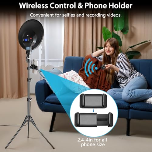 MACTREM 14in Large Ring Light with 71" Tripod Stand/Phone Clip,LCD Display 40W 6000K Full-Screen Selfie Ring Light for Live Stream, YouTube, TikTok, Video Recording, Makeup,Barber,Tattoo,Photography - size: 14 inch with Tripod Stand
