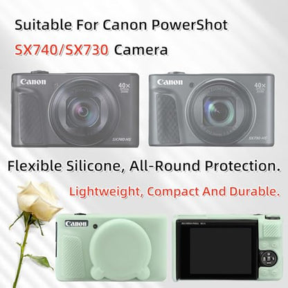 Camera Case for Canon PowerShot SX740/ SX730 Digital Camera,SX740 HS Case, Soft Silicone Protective Case Removable Lens Cover,Comes with 2 Screen Protectors and 1 Wrist Strap. (Green Jelly) - color: Green Jelly