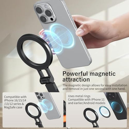 VRIG MG-29 Phone Tripod Mount for MagSafe, Aluminum Magnetic Tripods Phone Mount Adapter with 1/4” Screw Thread & 3/8" for Magsafe Phone Adapter Compatible with iPhone 17 16 15 14 13 12 Series - size: MG-29