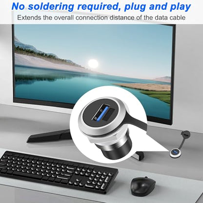 MEIRIYFA USB 3.0 Panel Mount Coupler USB A Female to Female Pass Through Round Socket Connector Bulkhead Extension Adapter with Water/Dustcap