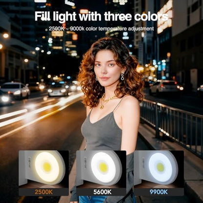 Phone Flash Fill Light, Magnetic Attachment for Mobile Phones, Built-in Handle with Focus Knob, Portable LED Light Phone Photography, Vlog & Live Streaming