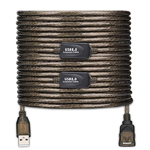 USB 2.0 Type A Male to A Female Active Repeater Extension Cable 75ft, High Speed 480 Mbps - color: Transparent black, size: 75FT