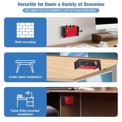 Metal Under Desk Mount and Wall Mount for Focusrite Scarlett Solo 3rd/4th Gen with Adjustable Headphone Hanger Stand, Metal Under Desk Mount for Audio Interfaces and Studio Gear (Black Holder Only)