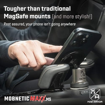 Mob Armor MobNetic Maxx MS - MagSafe Compatible Car Phone Mount w/ 90º Tilt, 360º Rotation & Durable Aluminum Build, Magnetic Holder for iPhone & Android Devices, USA Assembled - Gun Metal - color: Gun Metal
