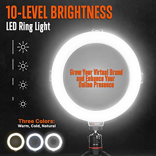 SQUATZ 11’’ LED 12W Selfie Ring Light with Wired Control, 3 Color Modes, 10 Brightness Levels, Tripod Stand with 6 Sections, Phone Holder, Adjustable Brightness Levels for Influencers, YouTube, TikTok