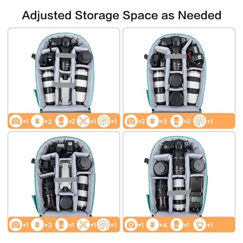MOSISO Camera Backpack, DSLR/SLR/Mirrorless Photography Camera Bag 15-16 inch Waterproof Hardshell Case with Tripod Holder&Laptop Compartment Compatible with Canon/Nikon/Sony, Aquamarine - color: Aquamarine