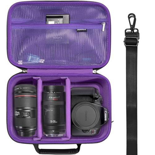 RAIACE Hard Carrying Case Compatible with Canon EOS Rebel T7/ T100/ T6/ R100/ R50/ R5/ R7/ R8, for Sony, for Nikon Camera. Large Capacity Camera Bag for Lens, Cables, Cards and Accessories. - Purple - color: Purple