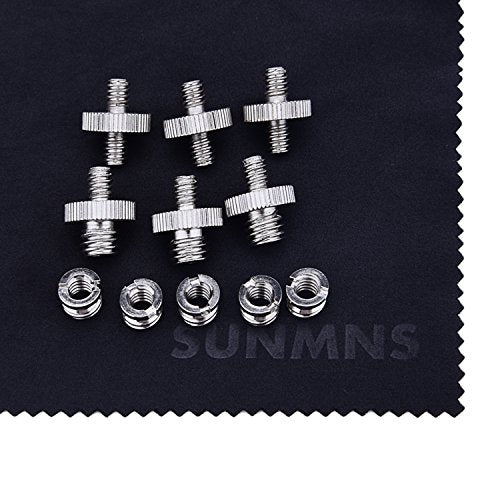 Sunmns 1/4 inch and 3/8 inch Converter Screw Adapter Mount Set for Camera/Tripod/Monopod/Ballhead/Light Stand