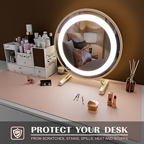 K KNODEL Small Office Leather Desk Mat, Mouse and Keyboard Pad, Computer and Laptop Mat, Desktop Protector and Cover, Writing Pad and Blotter (23.6"x13.8", Pink) - color: Pink, size: 23.6" x 13.8"