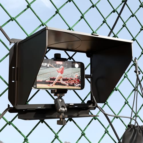 Cell Phone Fence Mount with Shade Game Recording Mounting Kit Compatible with iPhone, Mevo Start, Insta 360 and Other Action Cameras for Recording Baseball (Upgrade Style)