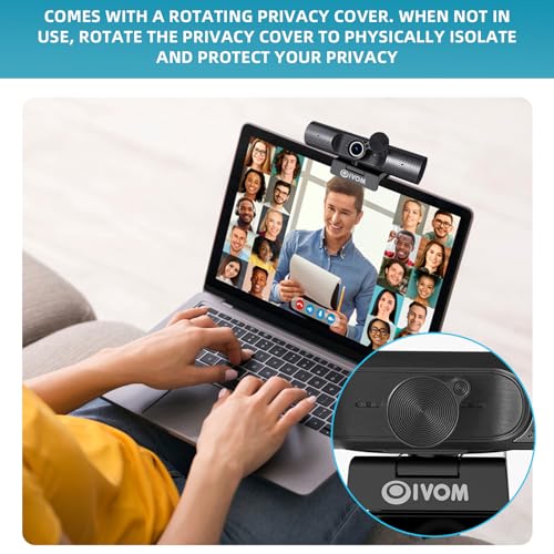 Webcam with Microphone and Speaker, 1080P Web Camera for Desktop Computer Laptop, USB Camera with Physical Privacy Cover,Plug and Play, Streaming Webcam, Wide Angle PC Cam (1080p mic Speaker)