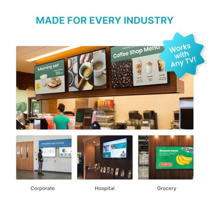 EZ AD TV - AI Digital Signage Stick - Cloud Controlled AI Digital Signage Media Player - AI Creates Content On Digital Display Board - Powerpoint uload 4K Media Player + Mobile App W/Template Builder
