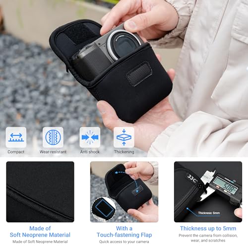 JJC Neoprene Compact Digital Camera Case Travel Pouch for Sony ZV-1 RX100 VII VA VI V IV III II DSC W800 W830 WX500 HX99 HX90V HX80 for Canon G7X III II G9X II SX740 SX730 SX620 SX610 ELPH 360 190 180