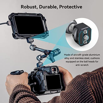 SMALLRIG Rosette Magic Arm 11 Inch with Ball Head, 1/4"-20 Screws, and Anti-Twist Pins, for Cameras/iPads/Monitors/LED Lights/Smartphones/Action Cameras, Max Load Capacity 3kg (Pack of 2) - size: 11" (Regular) (Pack of 2)