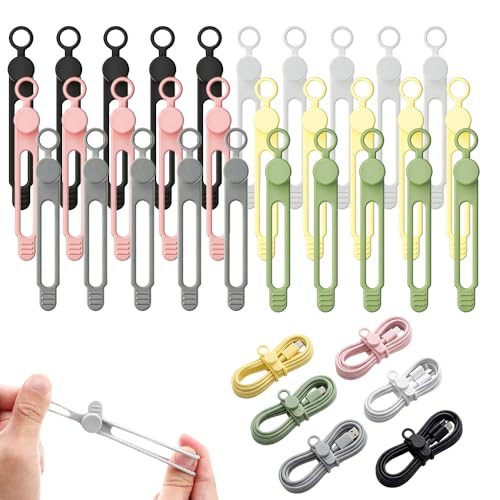 Data Cable Organizer Ties, Silicone Cable Straps Cord Organizer For Bundling Earphone, Charger Wire, Computer Cords, Reusable Cable Ties Wire Organizer In Home,Kitchen (30PCS-A) - color: 30pcs-a