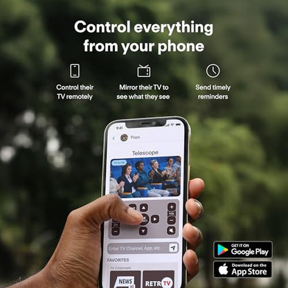 JubileeTV Remote Care System for Seniors — Stay Connected Through Their TV | Control TV Remotely from Your Phone | Video Calls, Reminders & Monitoring | Simple Setup + Voice Remote