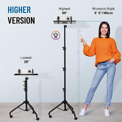 CAHAYA Projector Tripod Stand Adjustable: Height 29 to 65in Projector with Casters Universal Laptop Stand Portable Multifunctional DJ Rack Stand for Outdoor Movies Computer Book DJ Equipment CY0332 - style: Tripod Stand with Casters