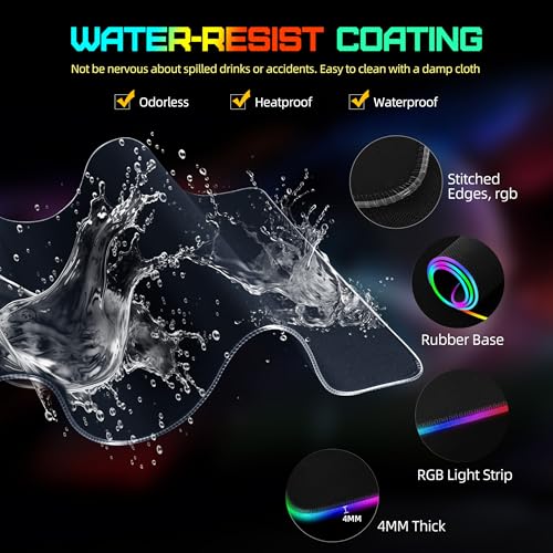 Mouse Pad with Wireless Charging, RGB Gaming Mousepad, Large Desk Mat with Ultra-Smooth Surface, Non-Slip Mouse Mat, Waterproof Computer Keyboard Pad with 18W QC Power Adapter, 800x400x4MM, Black - color: Black-rgb(with Charger & Cable)