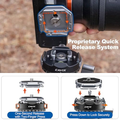 CAVIX Ball Head, Tripod Ball Head Mount 1/4" & 3/8" with Arca Quick Release Plate, 360° Rotating Panoramic Ball Head for DSLR Camera,Tripod,Monopod,Slider,Camcorder - 11 lbs/5kg Load - size: Ball Dia. 28mm